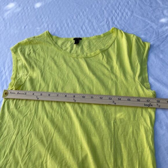 J.Crew bright fun size L yellow T-shirt cap sleeves. Cotton linen - Picture 4 of 7